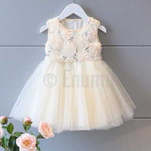 White Net Flower Lace Dress - Enumu
