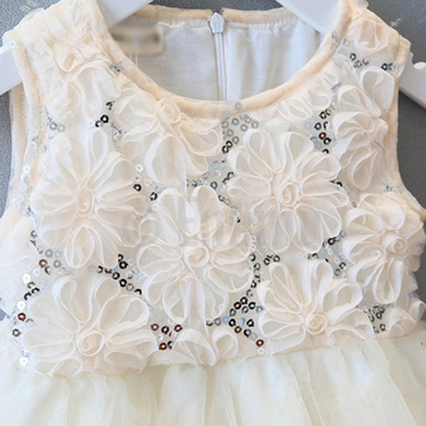 White Net Flower Lace Dress - Enumu