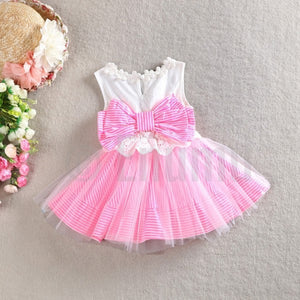 Pink and Bow Net Dress - Enumu