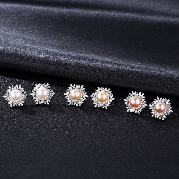 Pure 92.5 Sterling Silver Natural Pearl Studs - Enumu