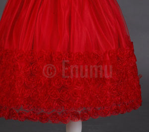 Red Rosette Dress with Short Sleeves ( 2-4 yrs available) - Enumu