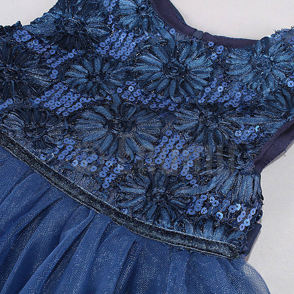 Dark Blue Flower Grand Dress - Enumu