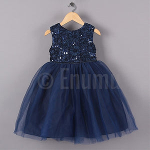 Dark Blue Flower Grand Dress - Enumu