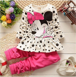 Minnie Mouse Polka Dot Top and Pink Leggings with Bow - Enumu