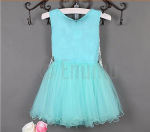 Sea Green Lace and Net Dress (Size 3 - 9 Yrs) - Enumu