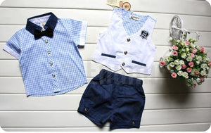 Half Sleeve Shirt and Vest 3 Pc Toddler Boys set - Enumu