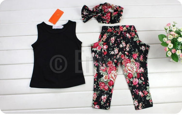 Black Top and Pant set with Hair Band - Enumu