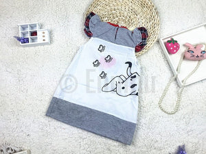 Fun Gray Dog Love Cotton Dress - Enumu