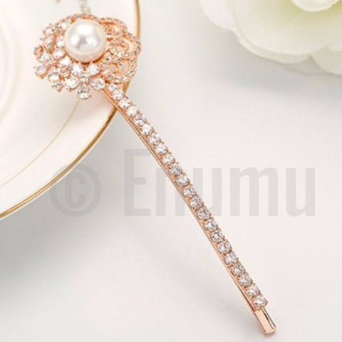 Pearl and CZ Hair Clip - Enumu