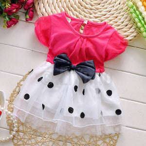 Dark Pink Polka Dot Baby Dress - Enumu
