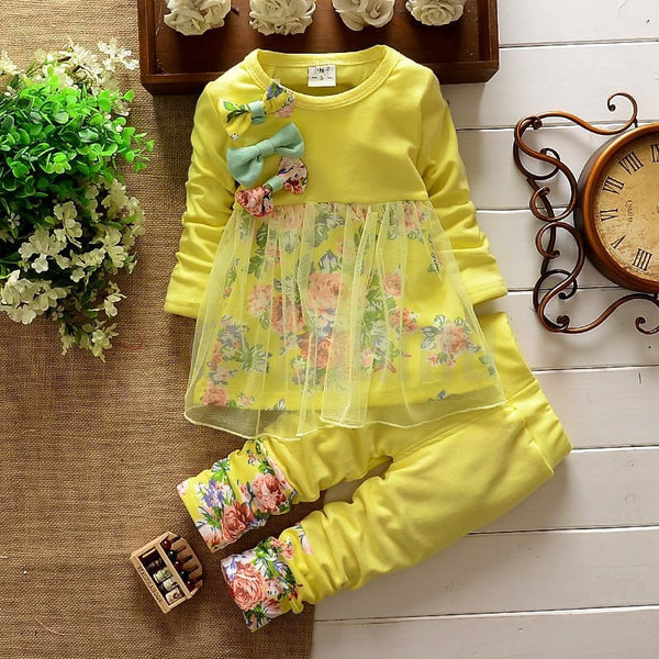 Yellow Flower Top and Pant Set - Enumu