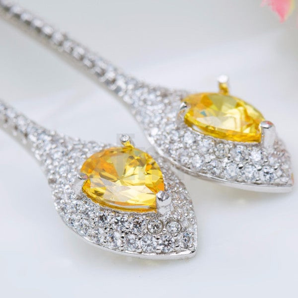 Yellow Stone Water Drop Earrings - Enumu