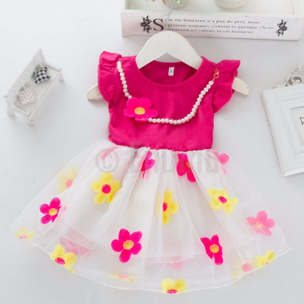 Pink Flower Dress - Enumu