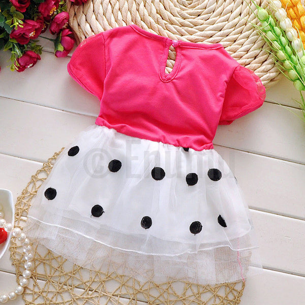 Dark Pink Polka Dot Baby Dress - Enumu