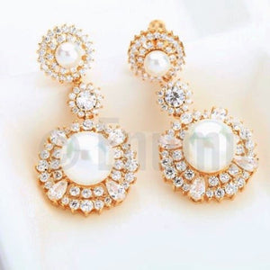 Pearl and Swiss Zircon Dangle Earrings - Enumu