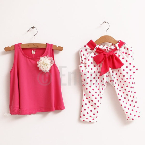 Pink Polka Dots Top and Pant Set - Enumu