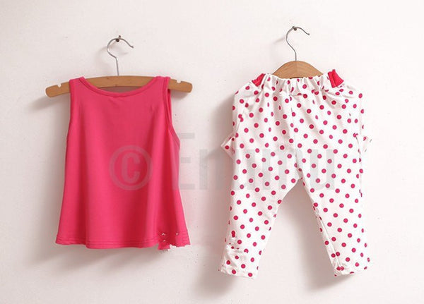 Pink Polka Dots Top and Pant Set - Enumu