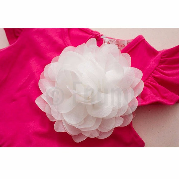 Pink and White Flower Dress - Enumu