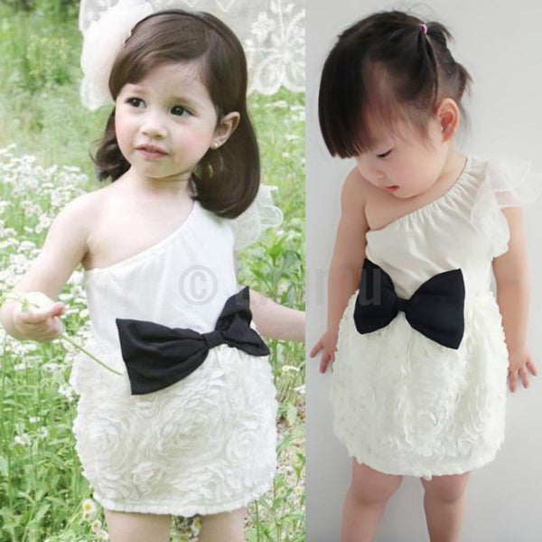 White and Black Off shoulder dress - Enumu