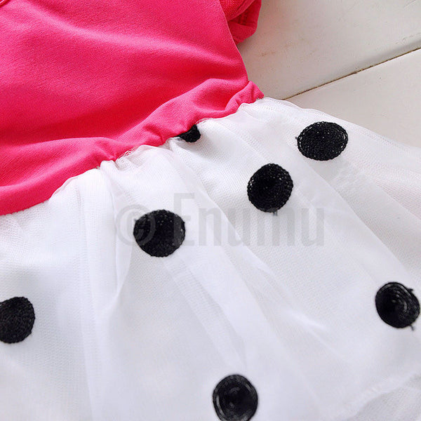 Dark Pink Polka Dot Baby Dress - Enumu