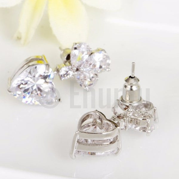Simple Heart Diamond Imitation Earrings - Enumu