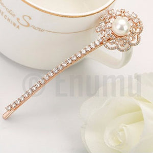 Pearl and CZ Hair Clip - Enumu