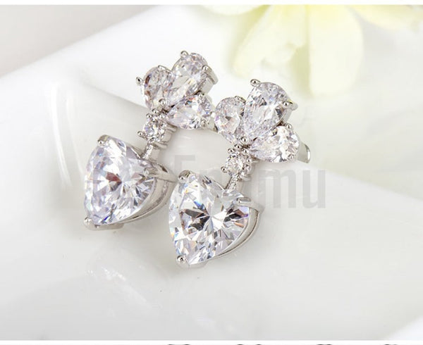 Simple Heart Diamond Imitation Earrings - Enumu