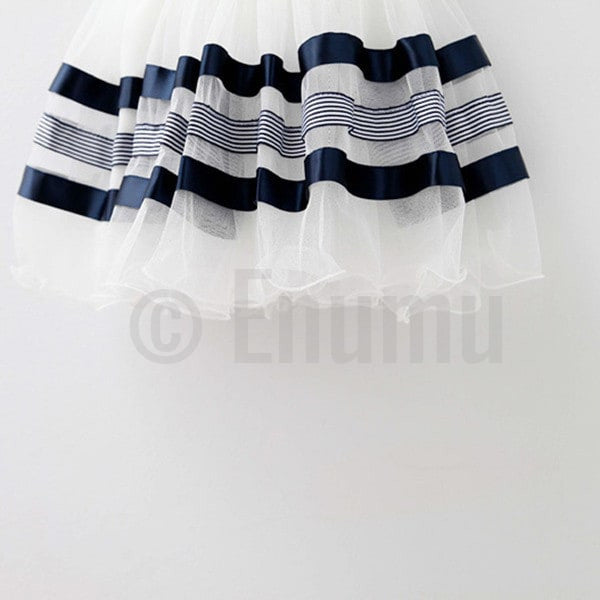 Tutu Blue Summer Dress with Satin Bow ( 2 - 6 Years) - Enumu