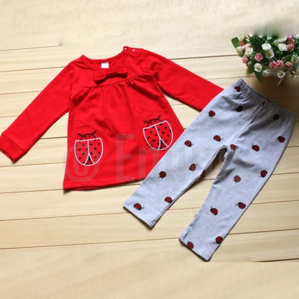 Baby Girl Full Hands Little Bugs Top and  Tights - Enumu