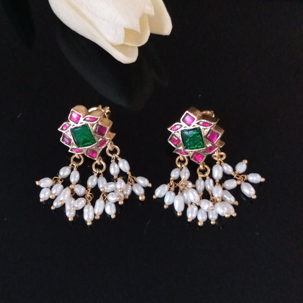 Handmade Pure Silver Kundan Studs - Enumu