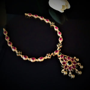 Pure Silver Uncut Ruby Kemp Stone Necklace - Enumu