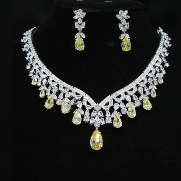 Grand Wedding Citrine Zircon Necklace with Earrings - Enumu