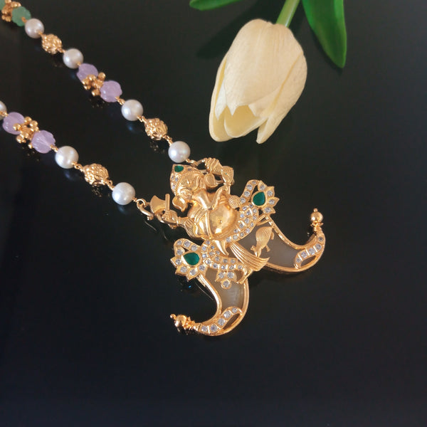 Pure Silver Tiger Claw (Puligoru) Pendant with Pearl Beaded Necklace - Enumu