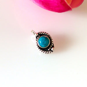 92.5 Pure Silver Turquoise Nose Pin ( Non - Pierced ) - Enumu