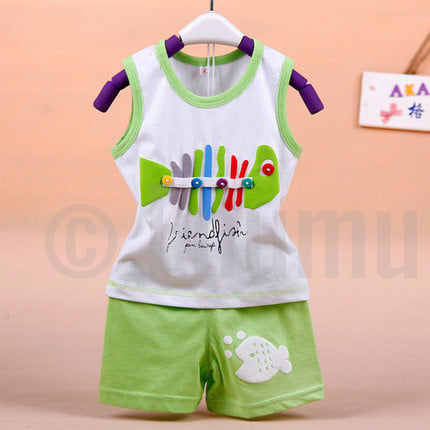 T-shirt and Pant Light Green Baby Boys set - Enumu