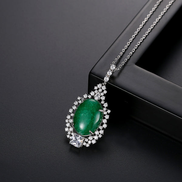 Jade CZ Pendant with Chain - Enumu