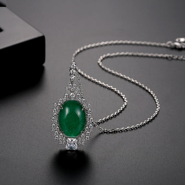 Jade CZ Pendant with Chain - Enumu