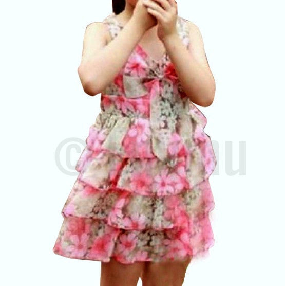Georgette Pink Dress - Enumu
