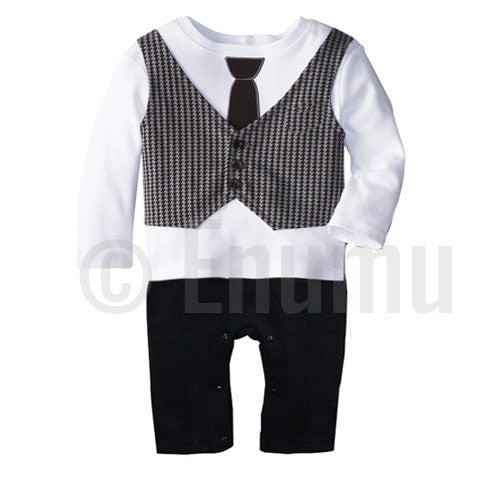 Baby Black Tie Onesie Romper - Enumu