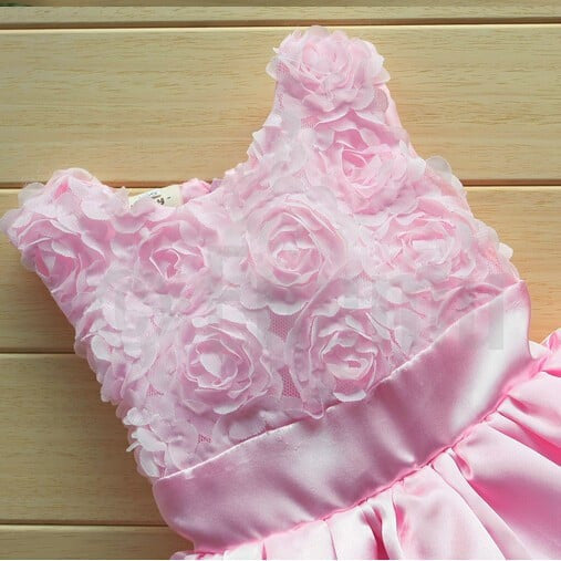 Light Pink Rose Baby Girl Multi Layer/Frill Dress - Enumu