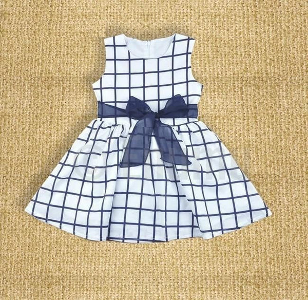 White and Blue Checks Dress ( Size 0,1,2,3 years) - Enumu