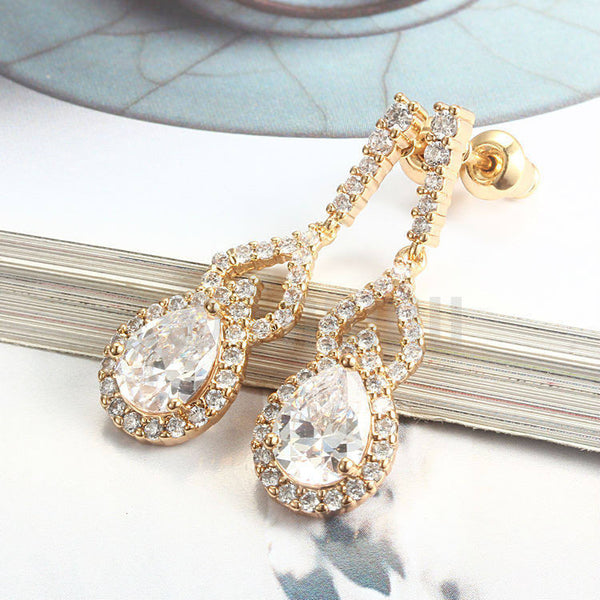 18KT Gold Plated Elsa CZ Earrings – Atulya Jewellers