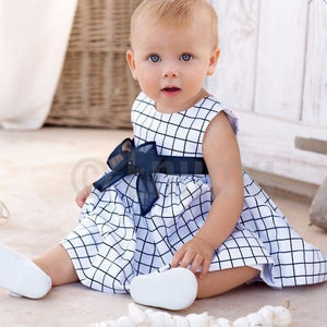 White and Blue Checks Dress ( Size 0,1,2,3 years) - Enumu