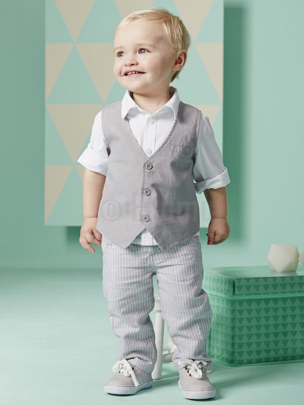 Full Sleeve Shirt and Vest 3 Pc Toddler Boys set - Enumu