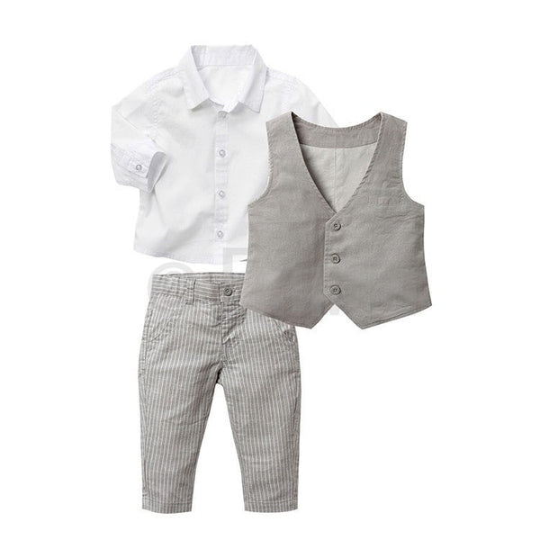 Full Sleeve Shirt and Vest 3 Pc Toddler Boys set - Enumu