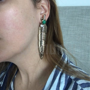 Banana Leaf Long Dangle Earrings - Enumu