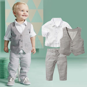 Full Sleeve Shirt and Vest 3 Pc Toddler Boys set - Enumu