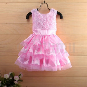 Light Pink Rose Baby Girl Multi Layer/Frill Dress - Enumu