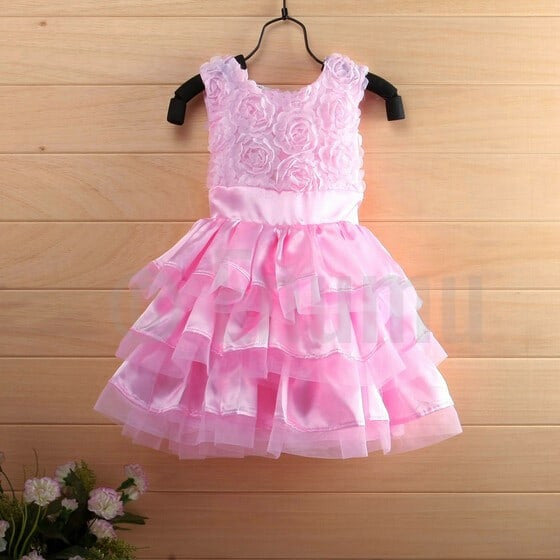 Light Pink Rose Baby Girl Multi Layer/Frill Dress