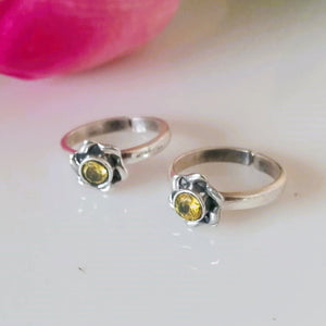 Adjustable Pure Silver Citrine Toe Rings - Enumu